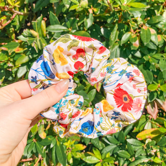 Wildflower Poppy Jumbo Scrunchie