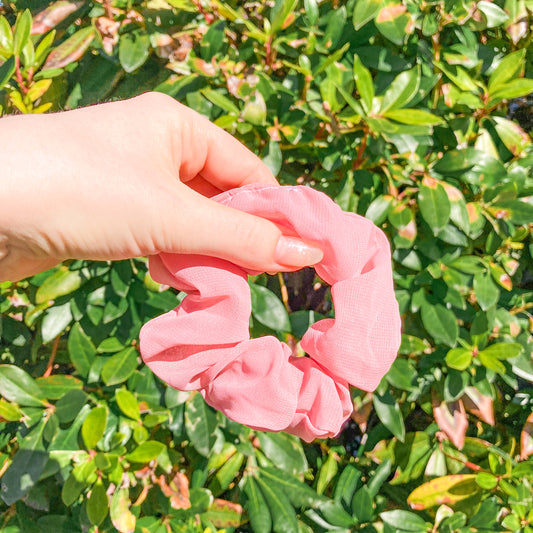 Candy Pink Chiffon Hair Scrunchie