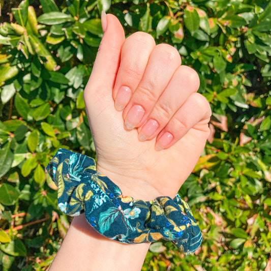 Teal Wildflower Hair Scrunchie