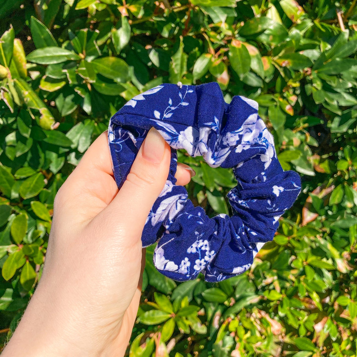 Navy China Hair Scrunchie