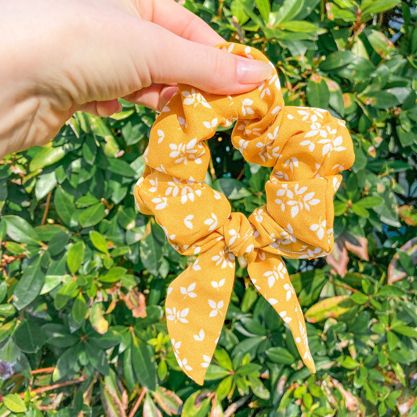 Mustard Floral Hair Scrunchie