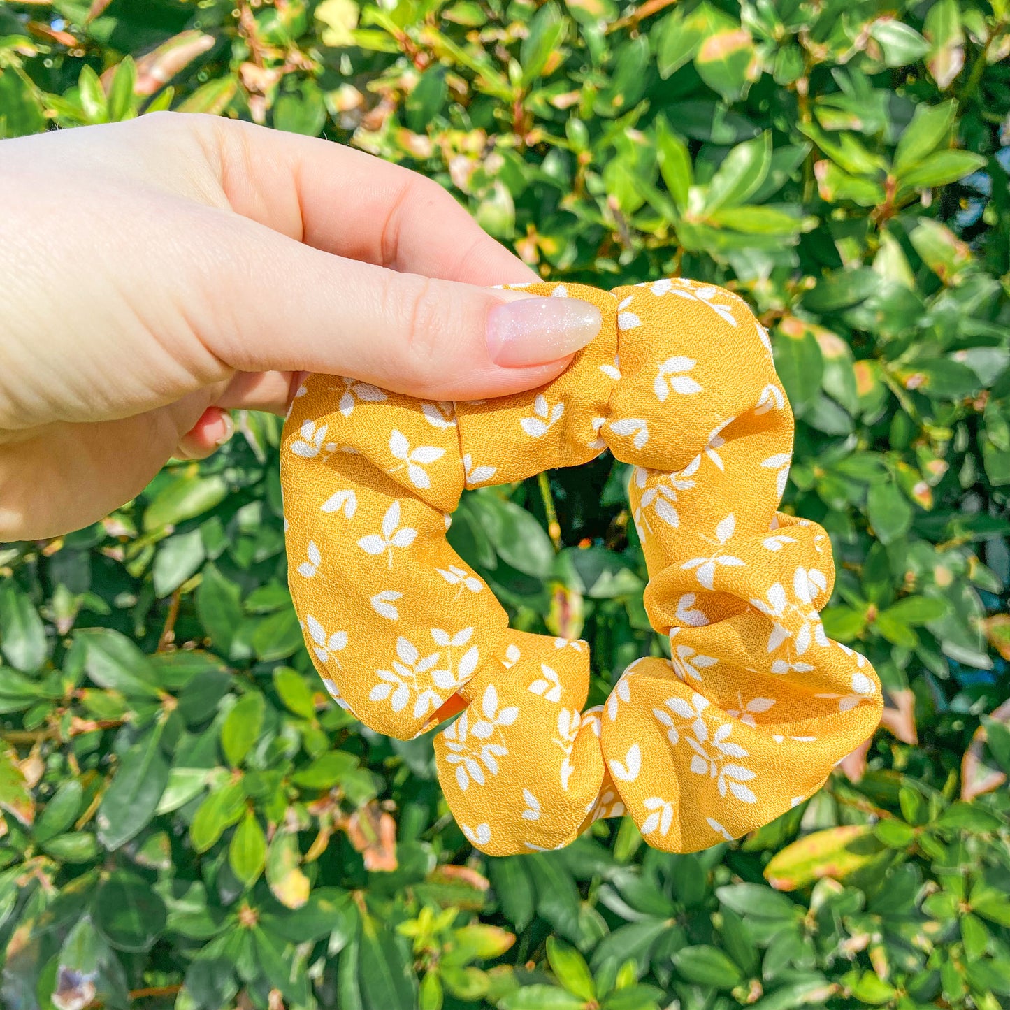 Mustard Floral Hair Scrunchie