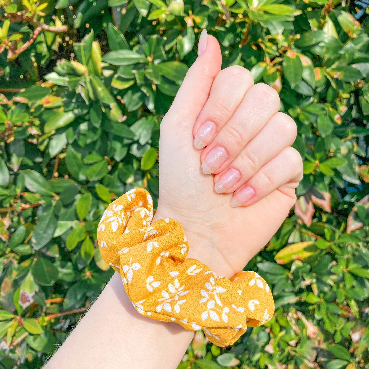 Mustard Floral Hair Scrunchie