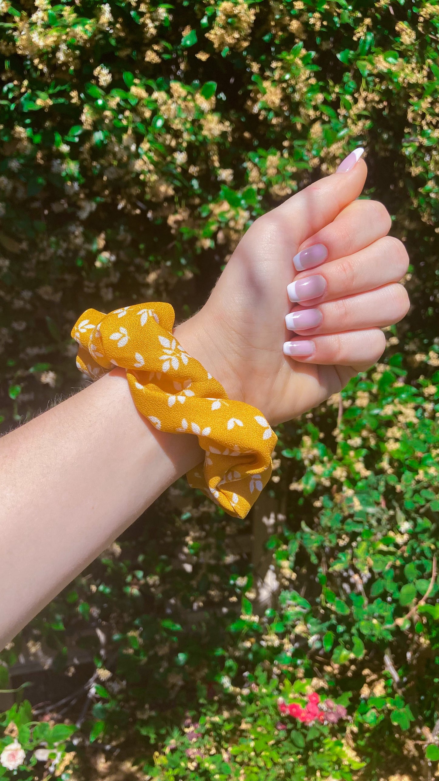 Mustard Floral Hair Scrunchie