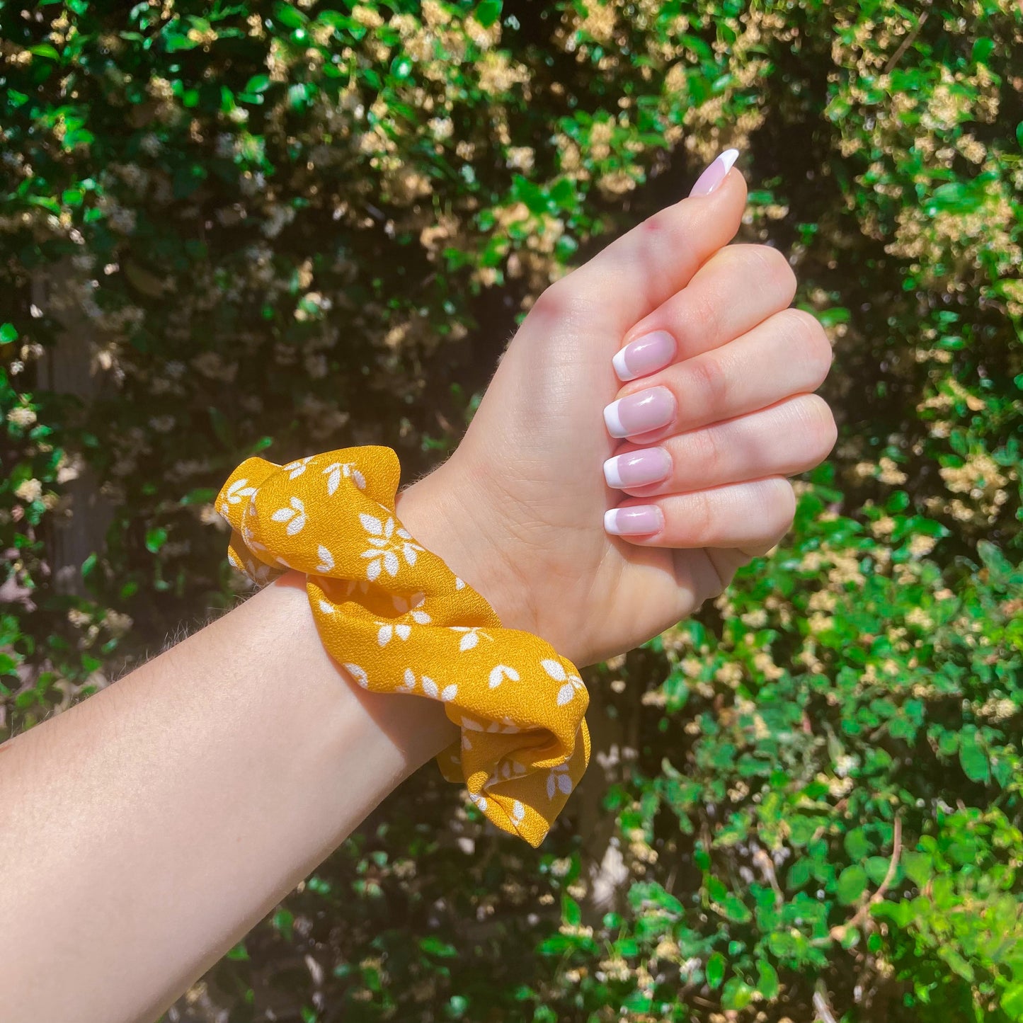 Mustard Floral Hair Scrunchie