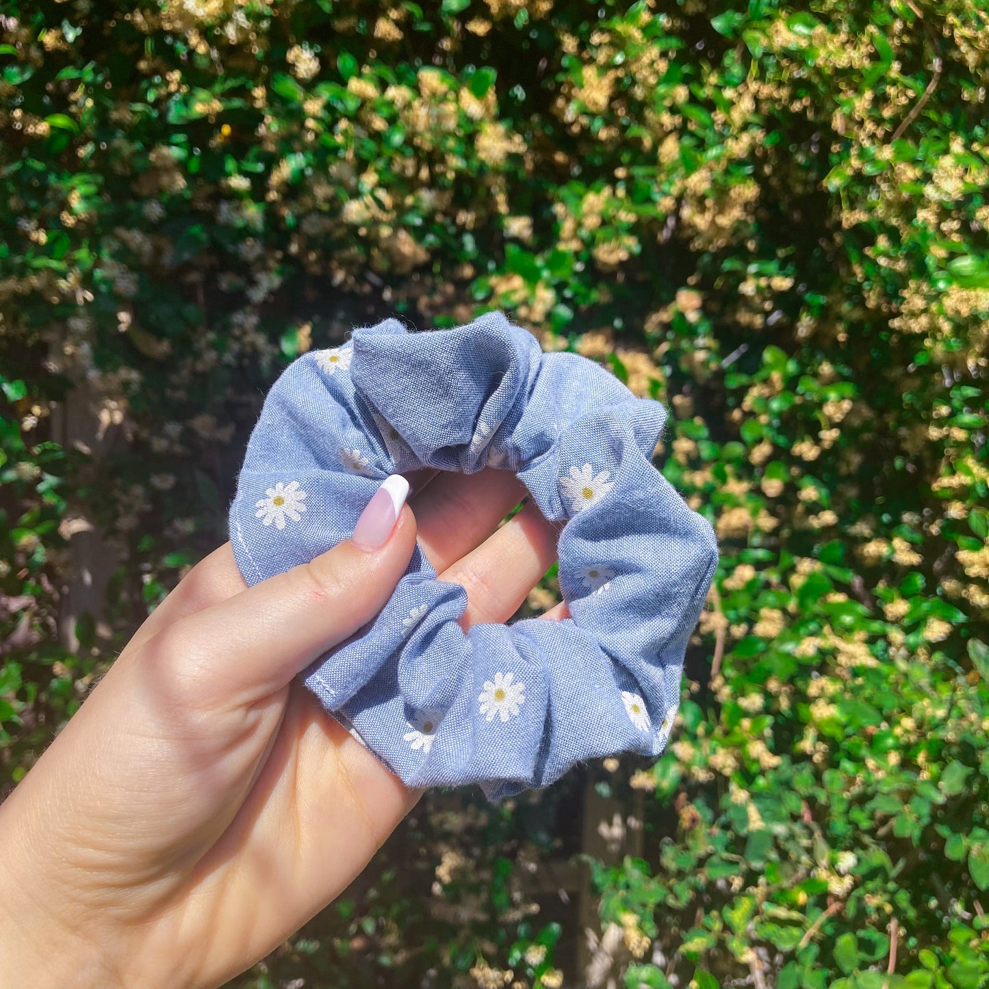 Blue Daisy Hair Scrunchie