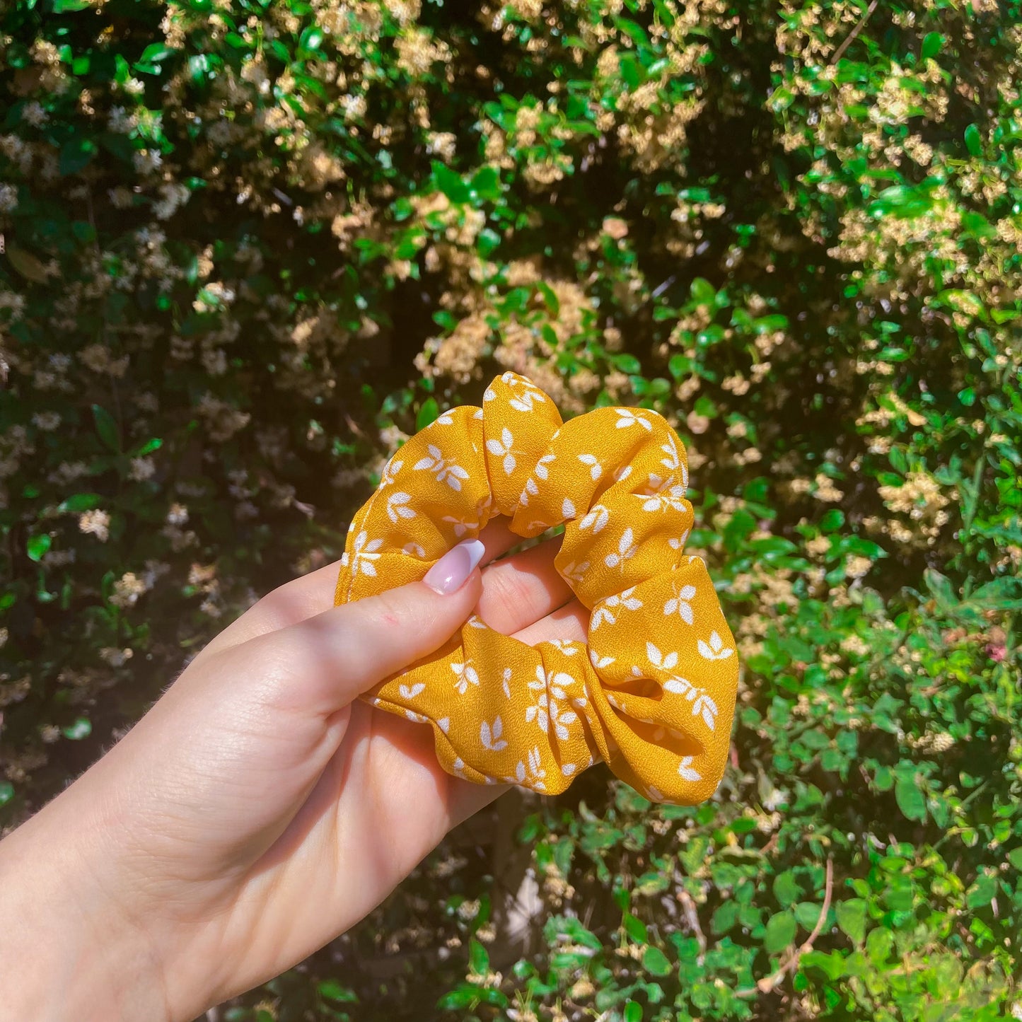 Mustard Floral Hair Scrunchie